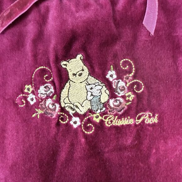 Vintage Pooh Velvet Dress Girls 24M Burgundy Ribbon Embroidery MVMCP Holiday 90s - Picture 5 of 11